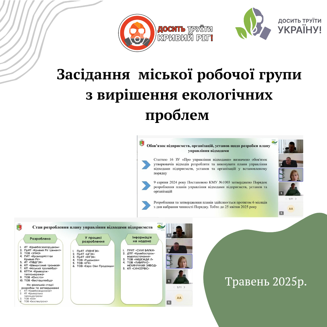 Засідання міської робочої групи з вирішення екологічних проблем